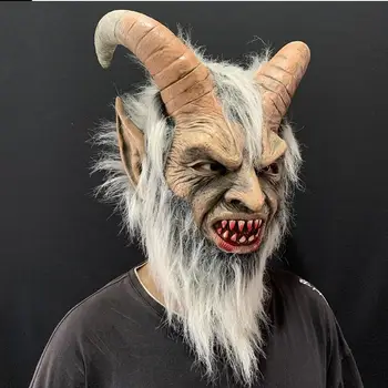 Латексные маски для косплея Люцифера, костюм на Хэллоуин, Страшный демон, фильм о дьяволе, косплей, Ужасная маска из рога, реквизит для вечеринки для взрослых
