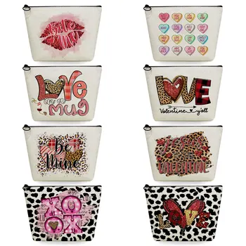 Леопардовый дизайн, косметички для влюбленных, индивидуальный рисунок, печать логотипа, сумка для хранения косметики, женская пляжная дорожная сумка для туалетных принадлежностей, портативная
