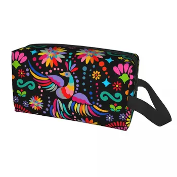 Милая Мексиканская текстильная сумка для туалетных принадлежностей с цветочным рисунком, Женская Красочная вышивка, Косметичка для макияжа, Набор для хранения косметики.