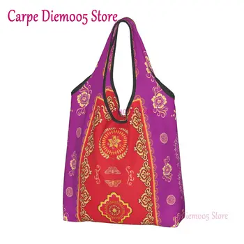 Милый антикварный персидский ковер, сумки-тоут для покупок, портативный богемный коврик в этническом племенном стиле, сумка для покупок через плечо