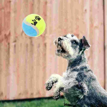 Мини-Микроэластичный теннисный мяч для дрессировки собак с милым следом Щенка, кошки, безопасные для жевания шарики, Мягкие Игрушки для прорезывания зубов у мелких домашних животных