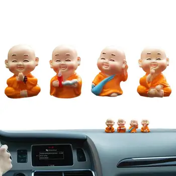 Мини-фигурка Счастливого Будды в 4 стилях, Фигурки Монаха Будды, Статуэтка, Милые Автомобильные Аксессуары, украшения приборной панели Автомобиля