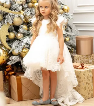 Пышное свадебное платье с цветочным узором для девочек, пышное платье для первого причастия, платье для вечеринки по случаю дня рождения, детский размер от 1 до 14 лет