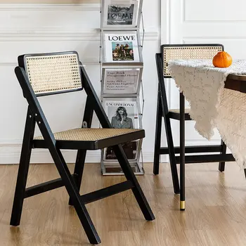 Современные обеденные стулья из ротанга Мебель для дома Французский Складной Обеденный стул из массива дерева, Раскладывающийся на открытом воздухе Стул для сидения со спинкой A