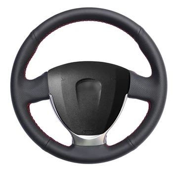Сшитая вручную черная крышка рулевого колеса автомобиля из искусственной кожи для Lada Granta 2018-2020