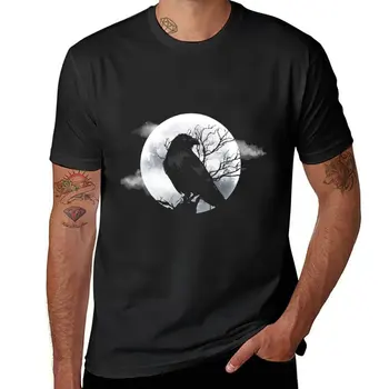 Футболка New Moon Crow, винтажная одежда, топы больших размеров, мужские футболки